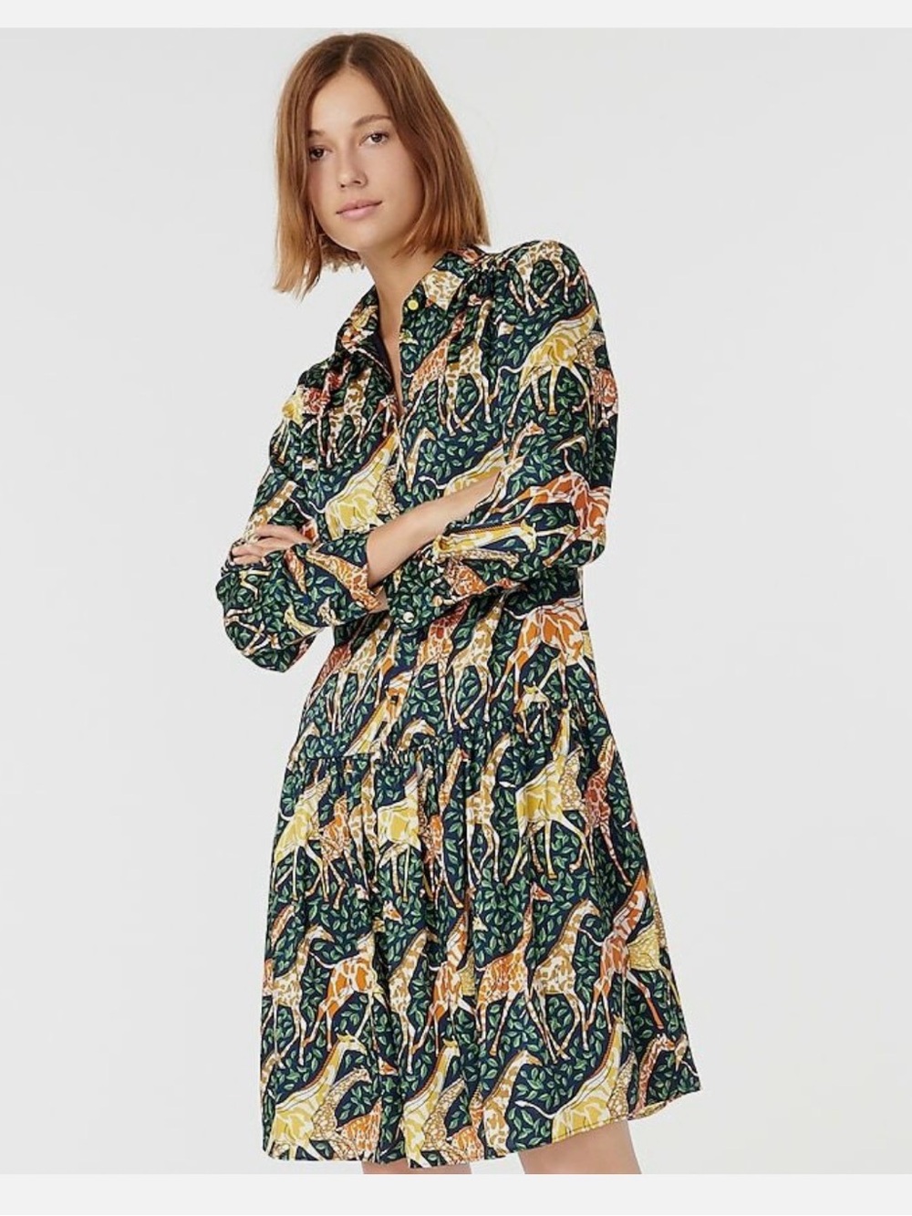 J Crew Shirt-Dress In Giraffes